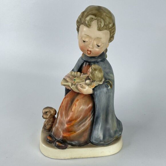 Angel Holding Baby Doll Dog Puppy Figurine VTG NAPCO JAPAN 6.5 Inch Repaired - Picture 1 of 10